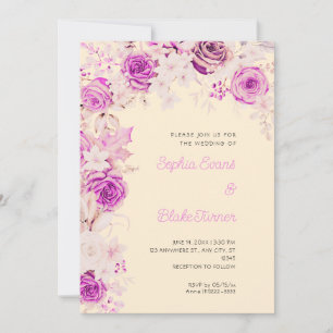Romantische Rosa und Weiße Rosen Orangefarbene Hoc Einladung