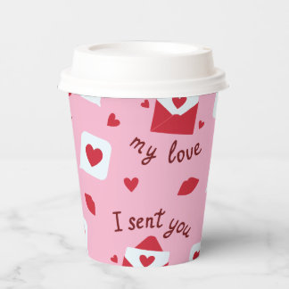 Romantische rosa Valentinstag-Liebesbriefe & Herze Pappbecher