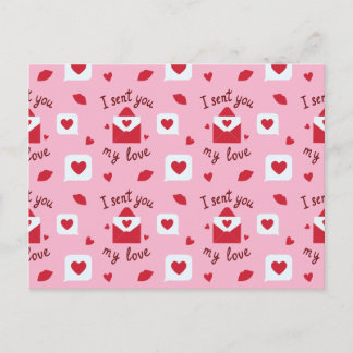 Romantische rosa Valentinstag-Liebesbriefe & Herze Postkarte