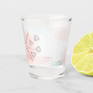 Romantische rosa Wasserfarbe-Floral-Elegante Party Schnapsglas