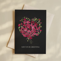 Romantische rosa Wasserfarben-Blumen-Herz-Grußkart