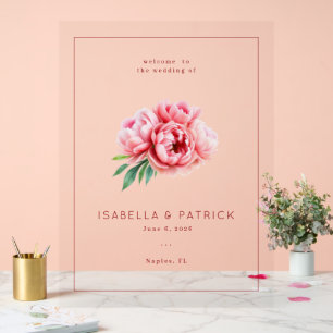 Romantische rosa Wasserfarben-Päonie Acrylschild