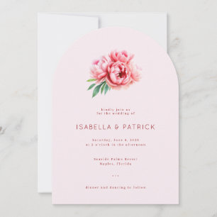 Romantische rosa Wasserfarben-Pfingstrosen Einladung
