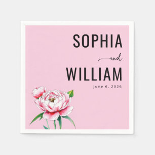 Romantische rosa Wasserfarben-Pfingstrosen Serviette