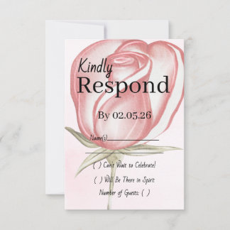 Romantische Rosa Wasserfarben-Rose RSVP Karte