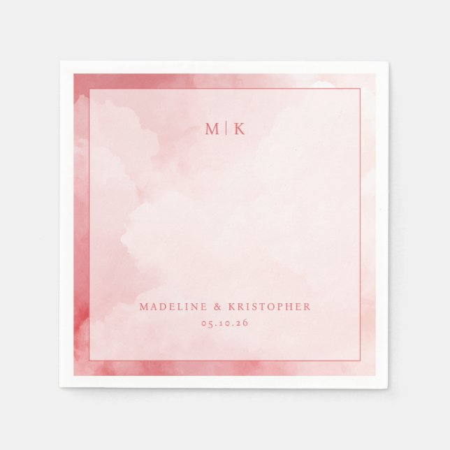 Romantische rosa Wasserfarbenwolken Serviette (Vorderseite)