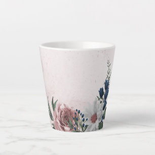 Romantische rosa weiße marineblumen grün milchtasse