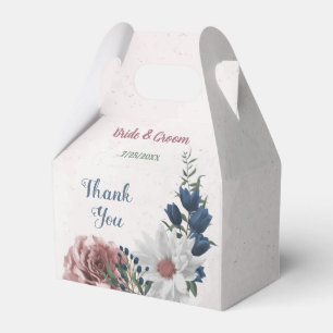 Romantische rosa weiße navy Blumen Grün Hochzeit Geschenkschachtel