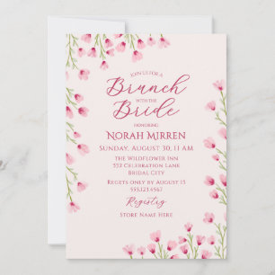 Romantische rosa Wildblumen-Brunch-Brautabschied Einladung