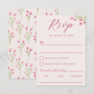 Romantische rosa Wildblumen-Hochzeit RSVP Karte
