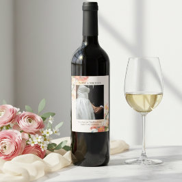 Romantische Rosafarben Gemalte Florale Hochzeit Weinetikett