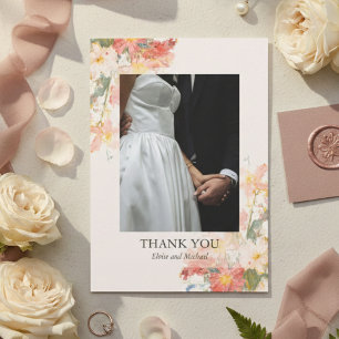 Romantische rosafarbene bemalte florale Hochzeit Dankeskarte