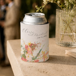 Romantische rosafarbene bemalte florale Hochzeit Dosenkühler
