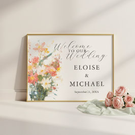 Romantische rosafarbene bemalte florale Hochzeitsb Poster