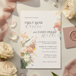 Romantische rosafarbene floral Hochzeit Einladung