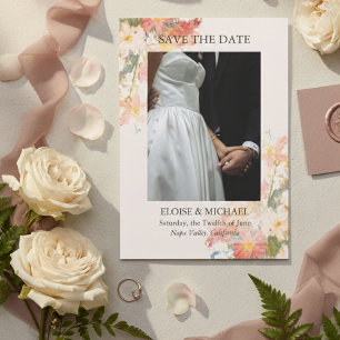 Romantische rosafarbene gemalte florale Hochzeit Save The Date