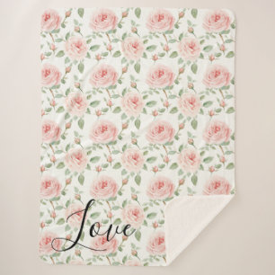 Romantische rosafarbene Rosen Liebe Sherpadecke