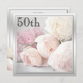 Romantische Rose 50. Geburtstagsparty Einladung