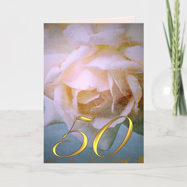 Romantische Rose 50 Text Hochzeitskarte Karte (Vorderseite)
