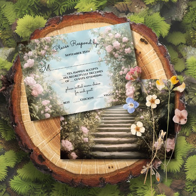 Romantische Rose Archway Storybook Hochzeit RSVP Einladung (Von Creator hochgeladen)
