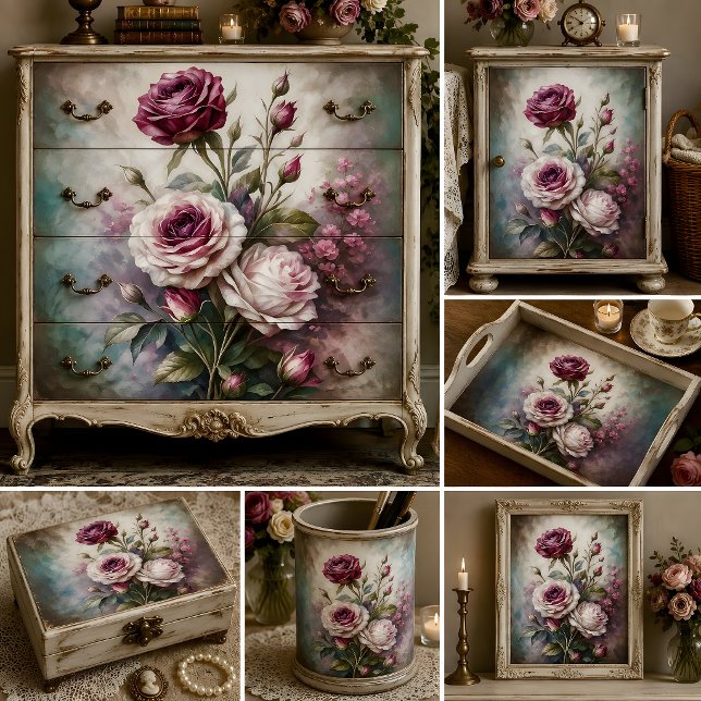 Romantische Rose Art Decoupage Seidenpapier (Romantic Rose Art Decoupage Tissue Paper)