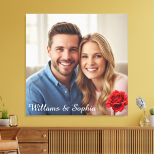 Romantische Rose Benutzerdefiniertes Paar Foto Jub Leinwanddruck