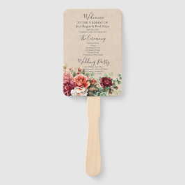 Romantische Rose Bloral Eukalyptus Wedding Program Fächer