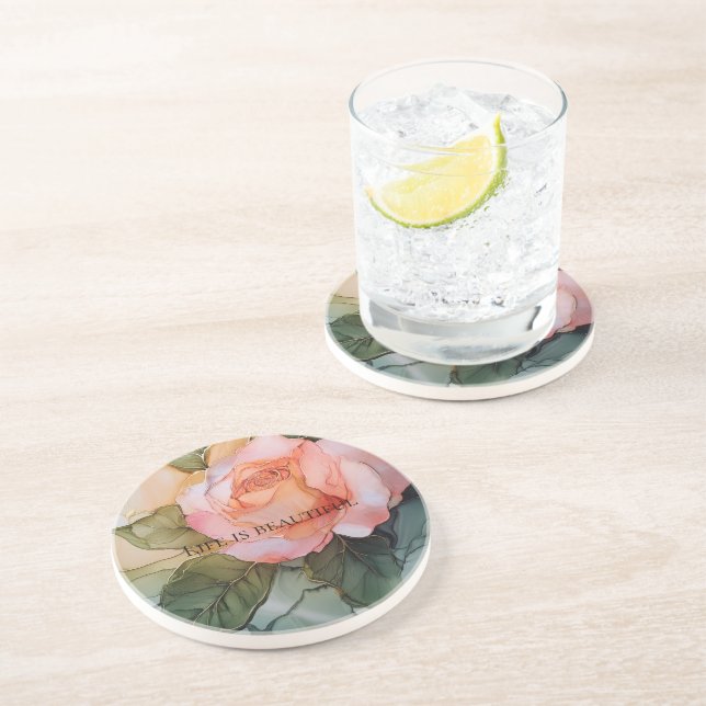 Romantische Rose Blumenkohl Brautparty Getränkeuntersetzer (Seite)