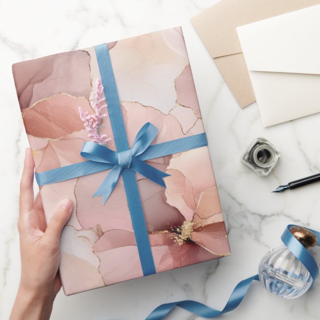 Romantische Rose Blush Pink Gold Floral Geschenkpapier (Schenken)