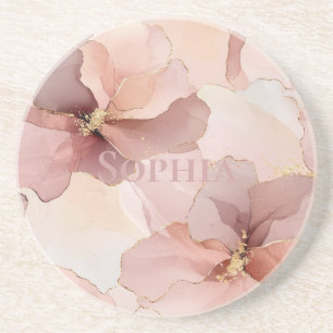 Romantische Rose Blush Pink Gold Floral Getränkeuntersetzer