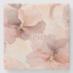 Romantische Rose Blush Pink Gold Floral Steinuntersetzer