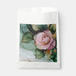 Romantische Rose Blush Pink Goldfloralhochzeit Geschenktütchen