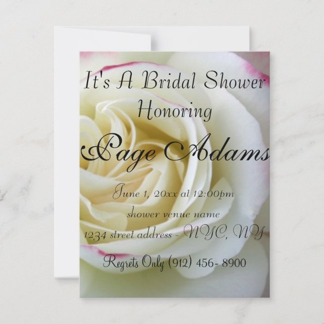 Romantische Rose Blüten Brautdusche Einladung (Vorderseite)