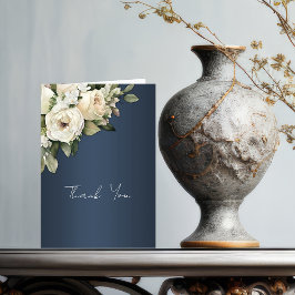 Romantische Rose, Boho Dusty Blue Wedding Dankeskarte