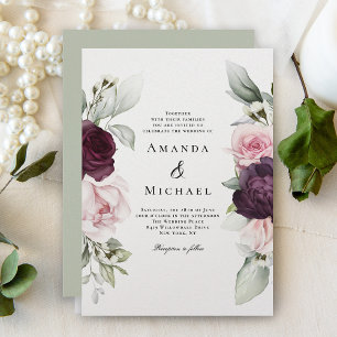 Romantische Rose Botanische Hochzeit Einladung