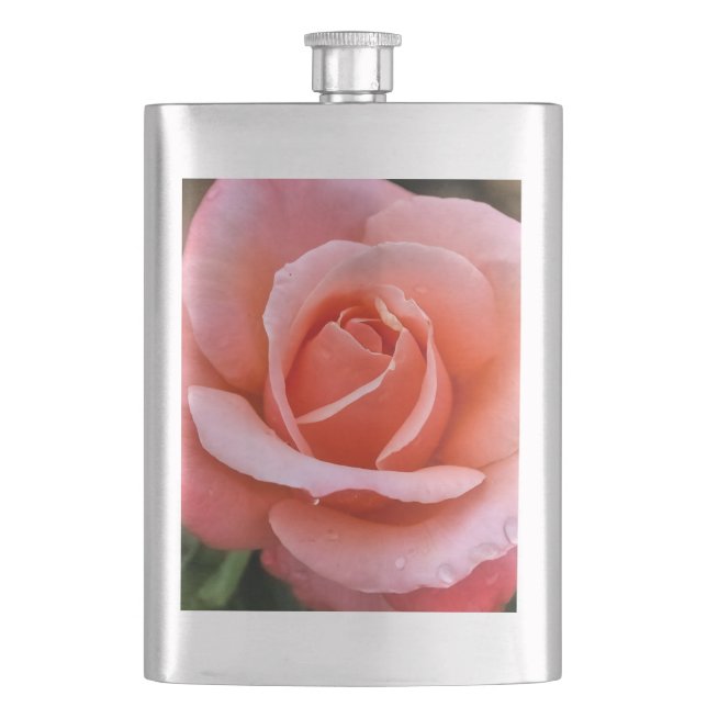 Romantische Rose Botanische Kunst Flachmann (Vorderseite)