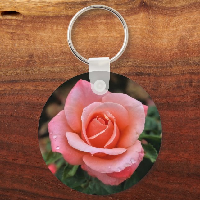 Romantische Rose Botanische Kunst Schlüsselanhänger (Rückseite)