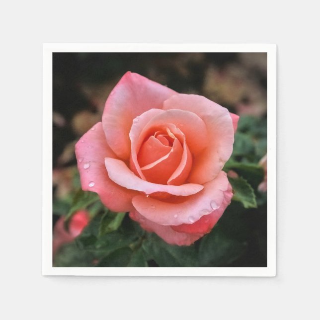 Romantische Rose Botanische Kunst Serviette (Vorderseite)