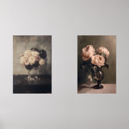 Romantische Rose Bouquet in Vase - Klassisches Sti Bilderwand Sets