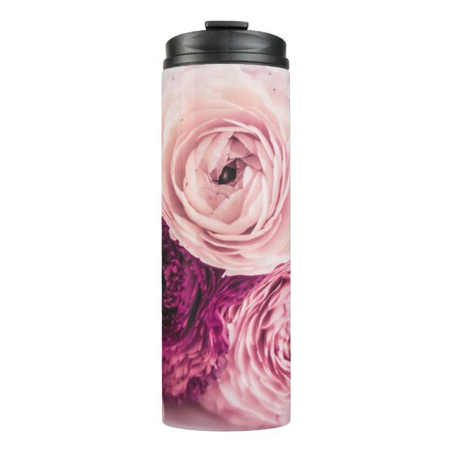 Romantische Rose Bouquet: Vintages Branding. Thermosbecher (Vorderseite)