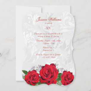 Romantische Rose & Damask Geburtstagsparty Einladung