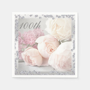 Romantische Rose & Diamanten 100th Birthday Servie Serviette