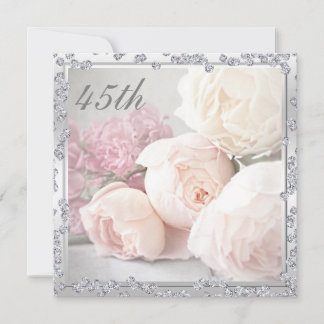 Romantische Rose & Diamanten 45. Geburtstagsparty Einladung