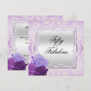 Romantische Rose, Diamanten & Damask Fabulous 50 Einladung