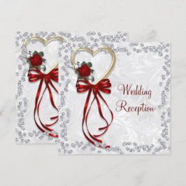 Romantische Rose, Diamanten und Hochzeiten mit rot Einladung