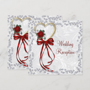 Romantische Rose, Diamanten und Hochzeiten mit rot Einladung