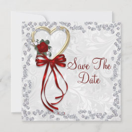 Romantische Rose, Diamanten und Hochzeiten mit rot Save The Date