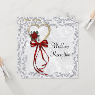 Romantische Rose, Diamanten und Hochzeitsinvit Einladung