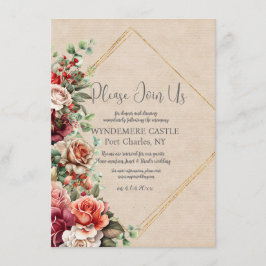 Romantische Rose Floral Eukalyptus QR Code Hochzei Begleitkarte