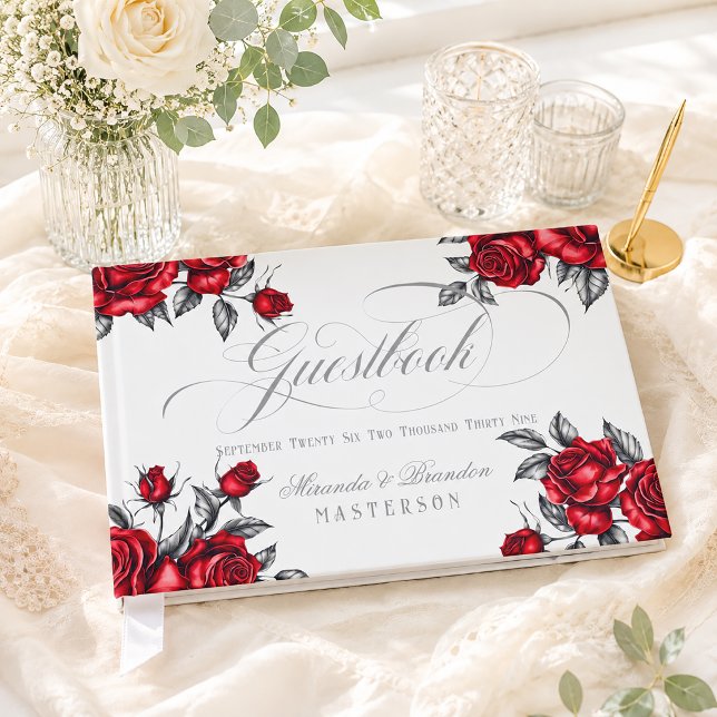 Romantische Rose Floral Wedding Gästebuch (Von Creator hochgeladen)